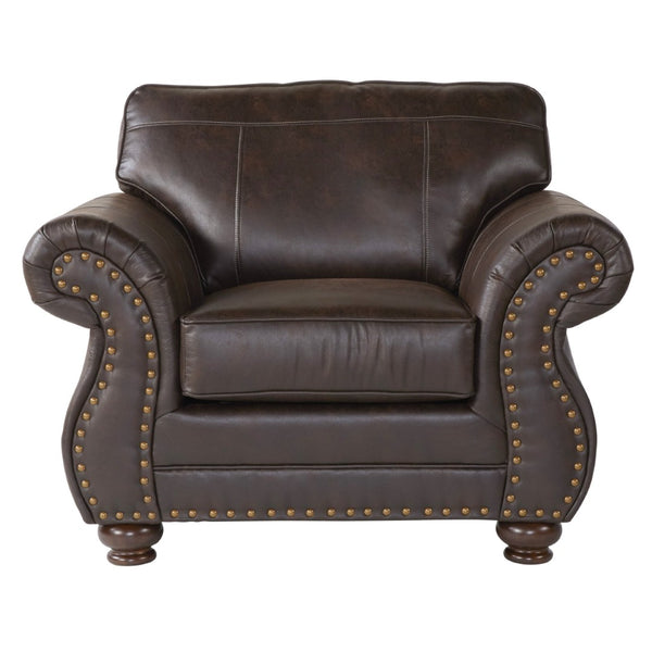 English Elm Leinster Faux Leather Accent Armchair with Nailhead Trim and Rolled Arms Espresso T2574P196592