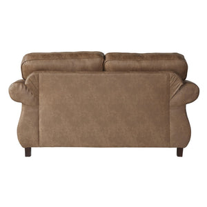 English Elm Leinster Faux Leather Loveseat Rolled Arms Nailhead Trim Espresso Bun Feet Living Room T2574P196593