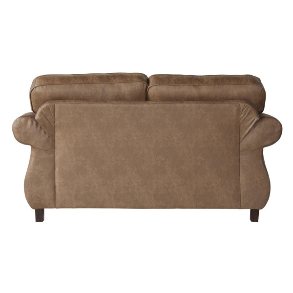 English Elm Leinster Faux Leather Loveseat Rolled Arms Nailhead Trim Espresso Bun Feet Living Room T2574P196593