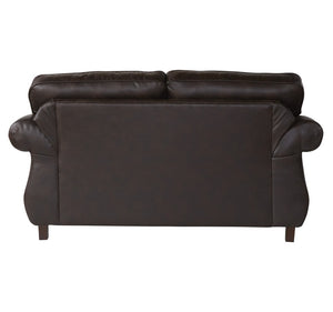 English Elm Leinster Faux Leather Loveseat Rolled Arms Nailhead Trim Espresso Bun Feet Living Room Espresso T2574P196594