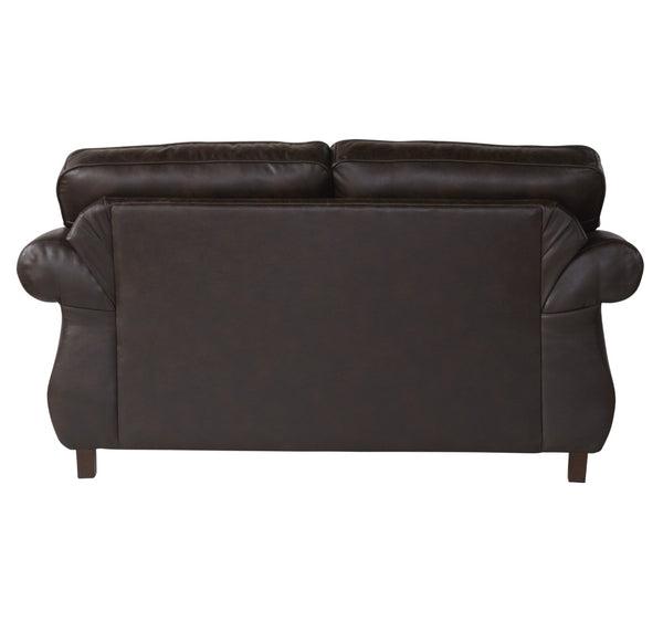English Elm Leinster Faux Leather Loveseat Rolled Arms Nailhead Trim Espresso Bun Feet Living Room Espresso T2574P196594
