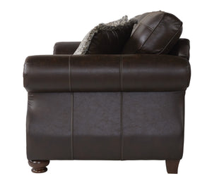 English Elm Leinster Faux Leather Loveseat Rolled Arms Nailhead Trim Espresso Bun Feet Living Room Espresso T2574P196594