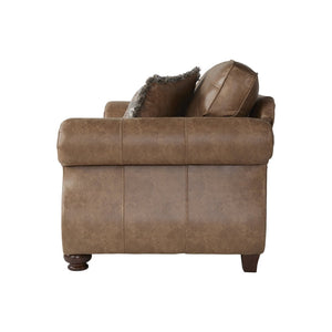 English Elm Leinster Faux Leather 3 Piece Living Room Set with Nailhead Trim Rolled Arms Brown T2574P196933