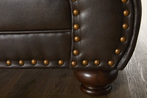English Elm Leinster Faux Leather Sofa Loveseat Chair Set with Nailhead Trim and Rolled Arms T2574P196936