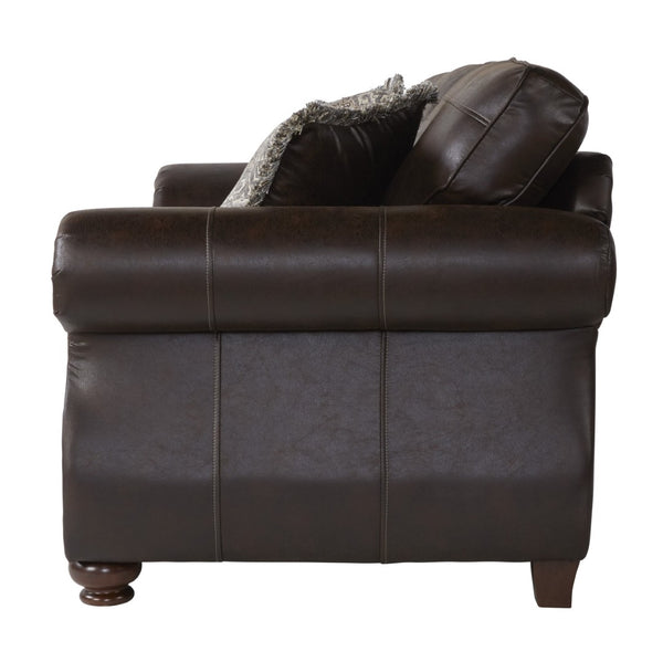 English Elm Leinster Faux Leather Sofa Loveseat Chair Set with Nailhead Trim and Rolled Arms T2574P196936