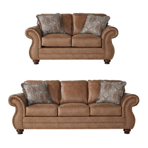 English Elm Leinster Faux Leather Sofa Set with Nailhead Trim and Rolled Arms for Living Rooms T2574P196937