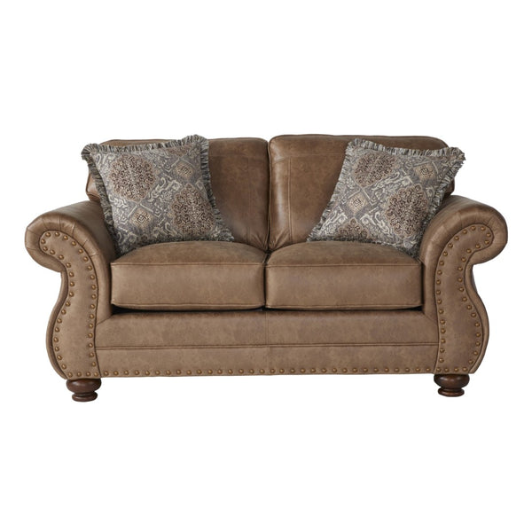 English Elm Leinster Faux Leather Sofa Set with Nailhead Trim and Rolled Arms for Living Rooms T2574P196937
