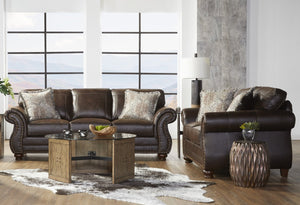 English Elm Leinster Faux Leather Sofa and Loveseat with Nailhead Trim for Elegant Living T2574P196943