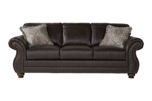 English Elm Leinster Faux Leather Sofa Nailhead Trim Rolled Arms Hardwood Frame Living Room T2574P196944