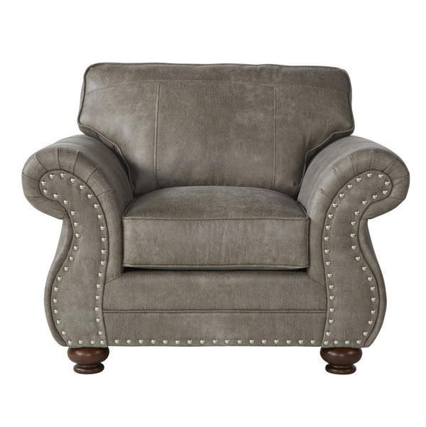 English Elm Leinster Faux Leather Accent Armchair with Nailhead Trim and Rolled Arms T2574P196945