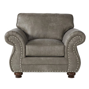 English Elm Leinster Faux Leather Accent Armchair with Nailhead Trim and Rolled Arms T2574P196945