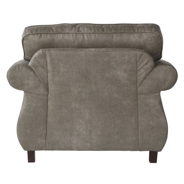 English Elm Leinster Faux Leather Accent Chair Ottoman Set with Nailhead Trim and Rolled Arms Gray T2574P196949