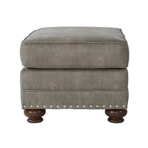 English Elm Leinster Faux Leather Accent Chair Ottoman Set with Nailhead Trim and Rolled Arms Gray T2574P196949