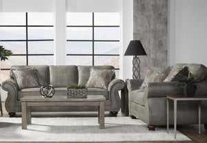 English Elm Leinster Rolled Arm Faux Leather Sofa Set with Nailhead Trim and Hardwood Frame T2574P196955