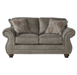 English Elm Leinster Rolled Arm Faux Leather Sofa Set with Nailhead Trim and Hardwood Frame T2574P196955