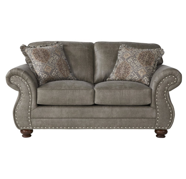 English Elm Leinster Rolled Arm Faux Leather Sofa Set with Nailhead Trim and Hardwood Frame T2574P196955