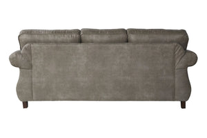 English Elm Leinster Faux Leather 3 Piece Living Room Set with Nailhead Trim Rolled Arms Gray T2574P196957