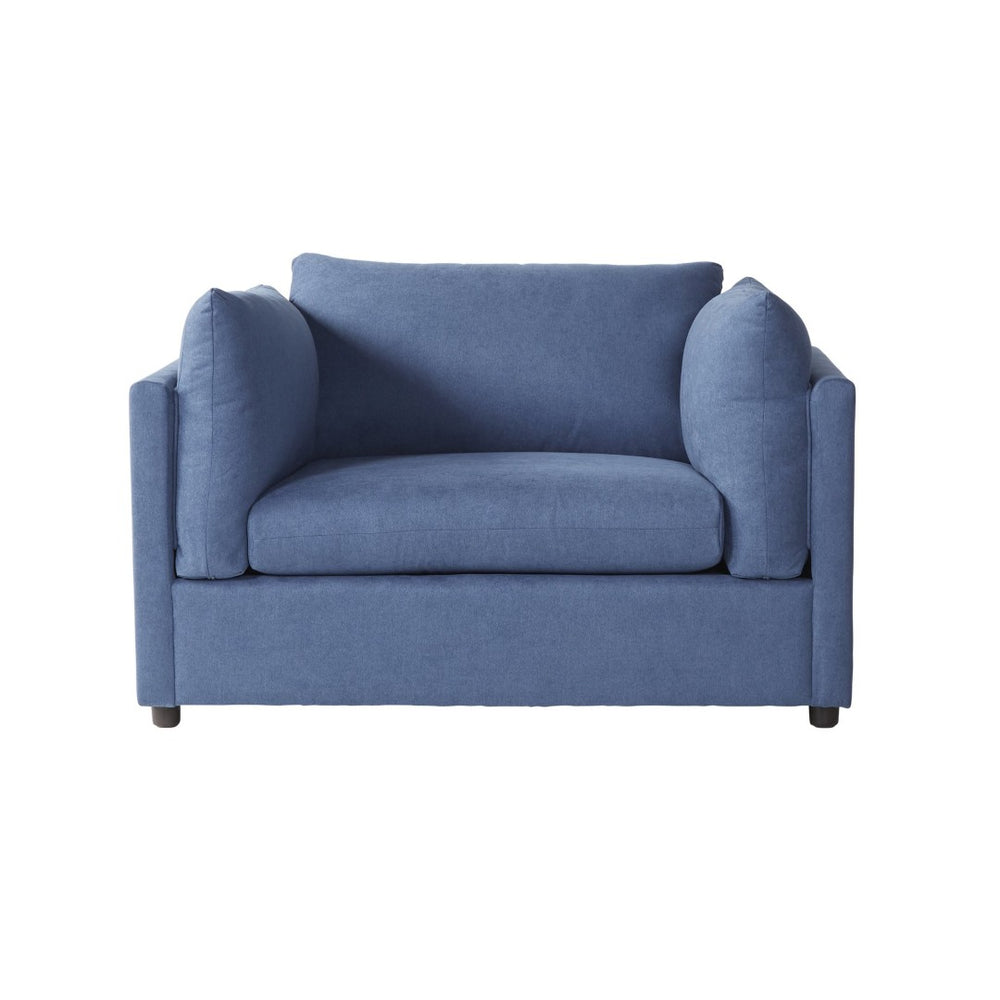 English Elm Enda Oversized Cuddler Accent Chair with Ottoman Pillow Back Deep Seat Lounge Blue T2574P196964