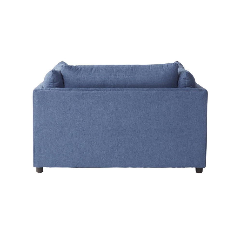English Elm Enda Oversized Cuddler Accent Chair with Ottoman Pillow Back Deep Seat Lounge Blue T2574P196964