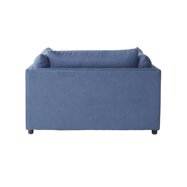 English Elm Enda Oversized Cuddler Accent Chair with Ottoman Pillow Back Deep Seat Lounge Blue T2574P196964