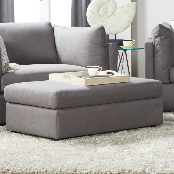 English Elm Enda Upholstered Fabric Ottoman Low Profile Footrest for Contemporary Living Rooms Carbon Gray T2574P196965
