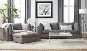 English Elm Enda Upholstered Fabric Ottoman Low Profile Footrest for Contemporary Living Rooms Carbon Gray T2574P196965