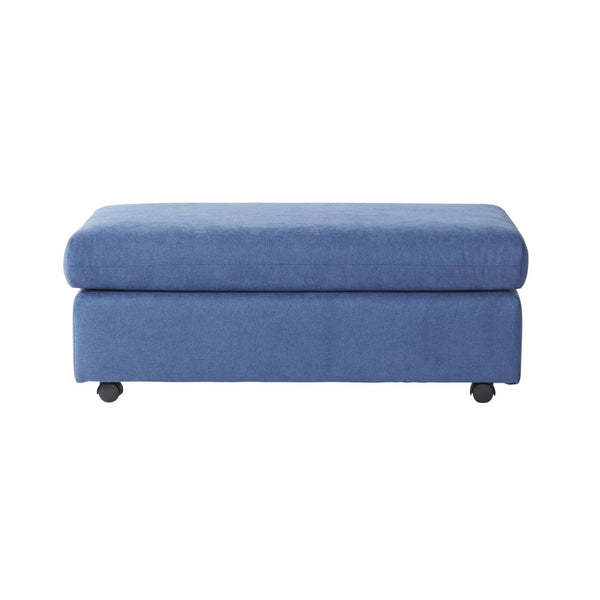 English Elm Enda Upholstered Fabric Ottoman Low Profile Footrest for Contemporary Living Rooms Blue T2574P196966