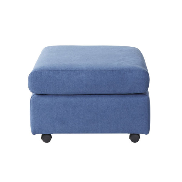 English Elm Enda Upholstered Fabric Ottoman Low Profile Footrest for Contemporary Living Rooms Blue T2574P196966