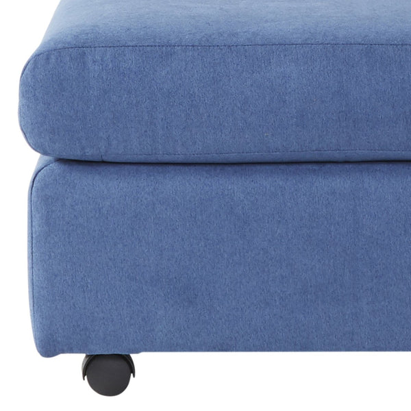 English Elm Enda Upholstered Fabric Ottoman Low Profile Footrest for Contemporary Living Rooms Blue T2574P196966