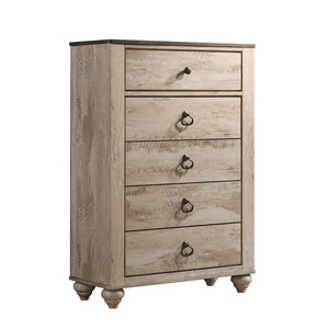 English Elm Imerland Solid Hardwood 5-drawer Chest White Wash Farmhouse Bedroom Storage T2574P198406