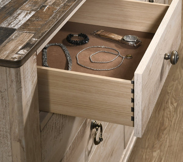 English Elm Imerland Solid Hardwood 5-drawer Chest White Wash Farmhouse Bedroom Storage T2574P198406