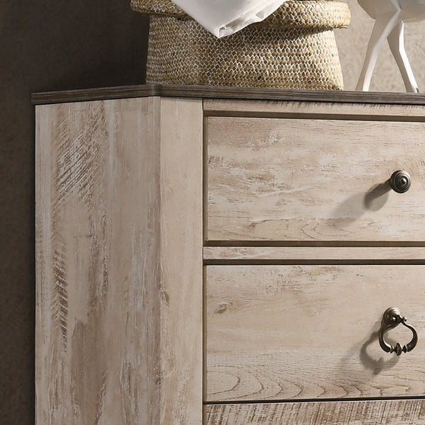 English Elm Imerland Solid Hardwood 5-drawer Chest White Wash Farmhouse Bedroom Storage T2574P198406