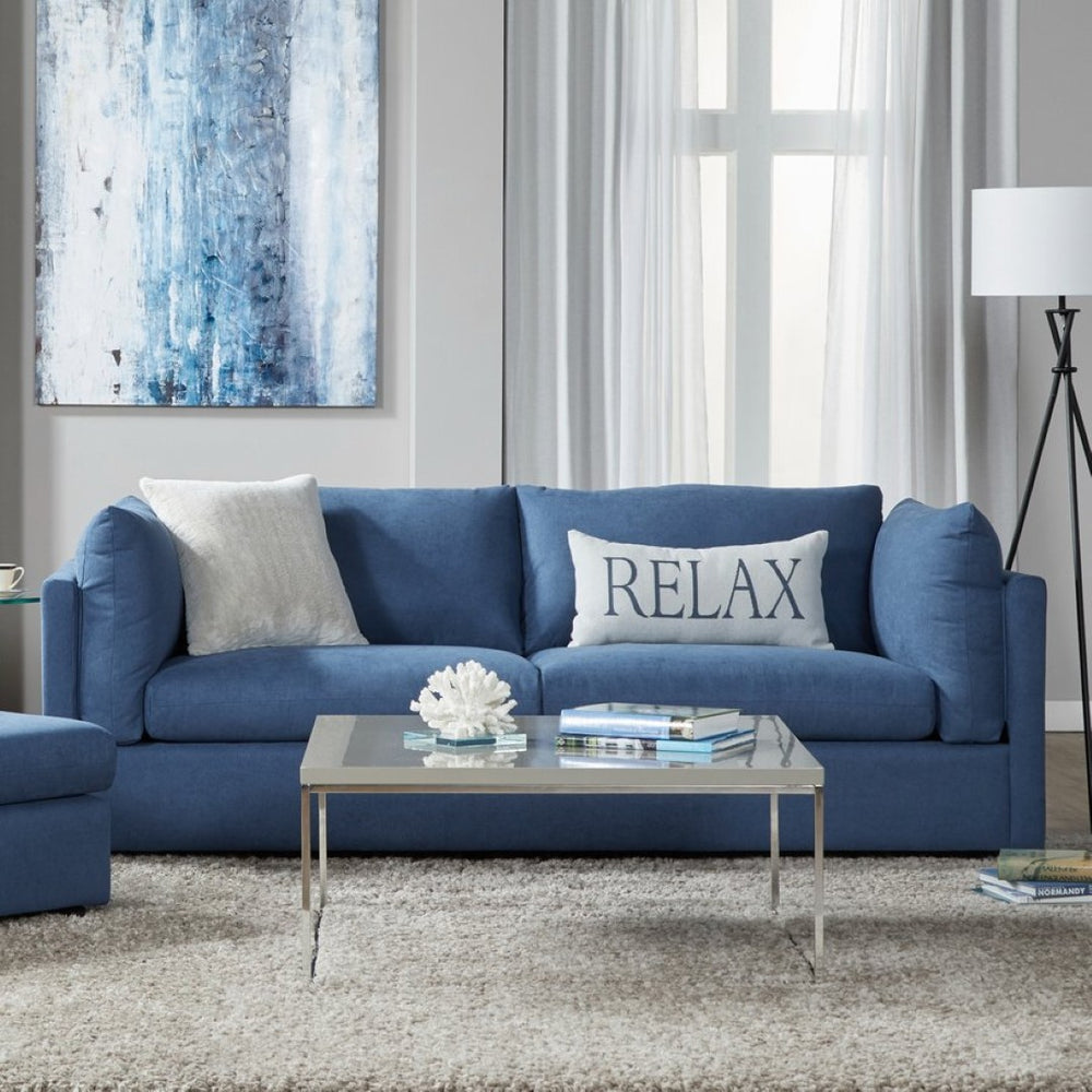 English Elm Enda Pillow Back Upholstered Sofa Set with Cuddler Chair for Modern Living Rooms Navy Blue T2574P198409