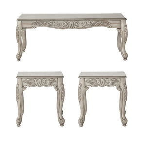 English Elm San Marino Hand-carved Sofa Loveseat and Tables Set Two-tone Faux Leather Living Room T2574P198801