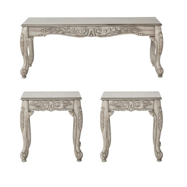 English Elm San Marino Hand-carved Sofa Loveseat and Tables Set Two-tone Faux Leather Living Room T2574P198801