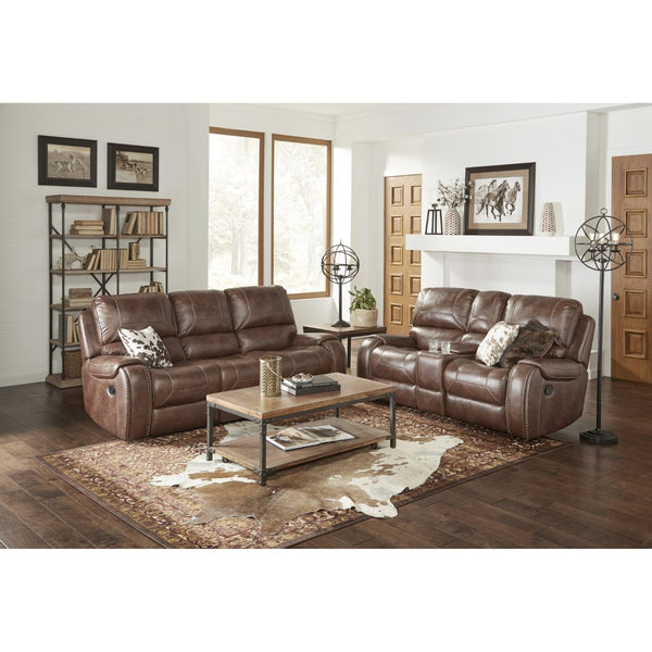 English Elm Achern Faux Leather Nailhead Reclining Sofa Set with Console and Usb Ports T2574P198807