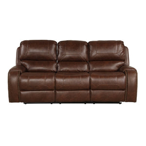 English Elm Achern Faux Leather Nailhead Reclining Sofa Set with Console and Usb Ports T2574P198807