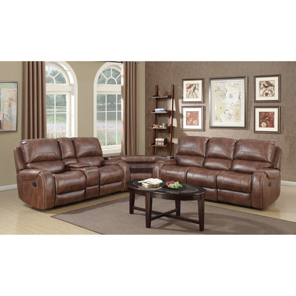 English Elm Achern Faux Leather Nailhead Reclining Sofa Set with Console and Usb Ports T2574P198807