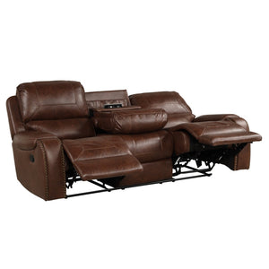 English Elm Achern Faux Leather Nailhead 3 Piece Reclining Sofa Set with Usb Ports T2574P198808