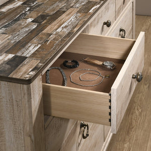 English Elm Imerland Whitewash Hardwood King Bedroom Set with Dresser Mirror and Nightstand T2574P200185