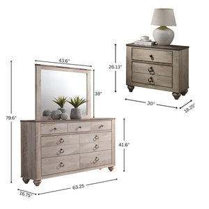 English Elm Imerland Whitewash Hardwood King Bedroom Set with Dresser Mirror and Two Nightstands T2574P200207