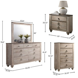 English Elm Imerland Six Piece Queen Bedroom Set Solid Hardwood White Wash Rustic Industrial Chic T2574P200212