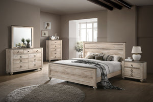 English Elm Imerland Whitewash Queen Bedroom Set with Dresser Mirror Nightstand and Chest T2574P201559