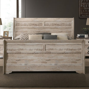 English Elm Imerland Solid Hardwood Queen Sleigh Bedroom Set Shabby Chic White Wash Finish T2574P201581