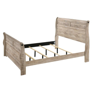 English Elm Imerland Shabby Chic Queen Sleigh Bed Set Solid Hardwood White Wash with Two Nightstands T2574P201972