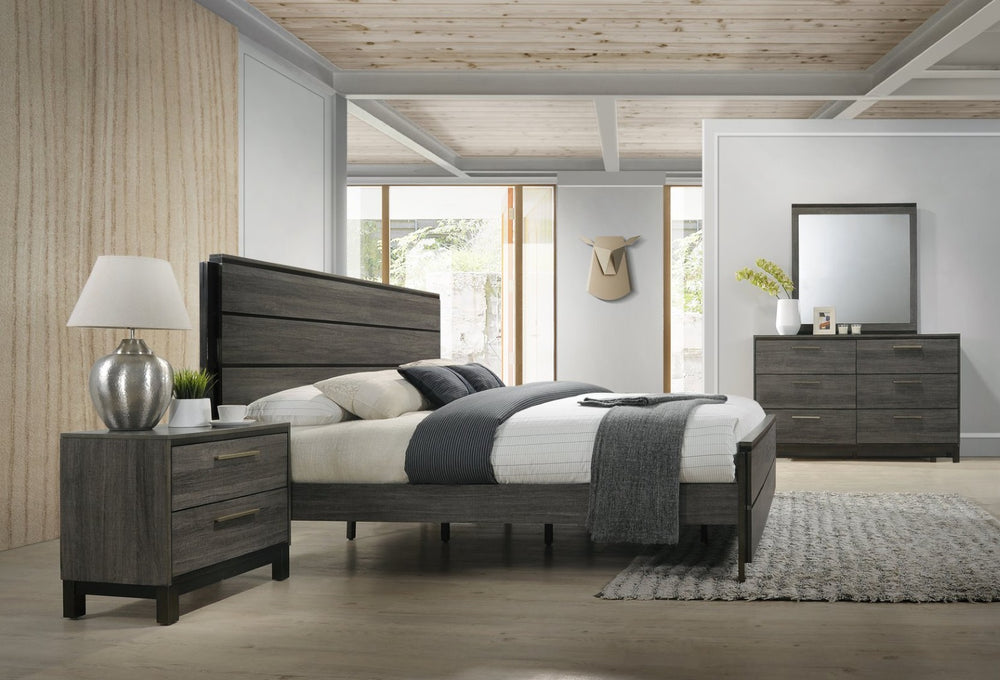 English Elm Ioana Queen Panel Bedroom Set Wood Veneer Weathered Grey Four Piece Modern Suite T2574P202517