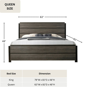 English Elm Ioana Queen Panel Bedroom Set Wood Veneer Weathered Grey Four Piece Modern Suite T2574P202517