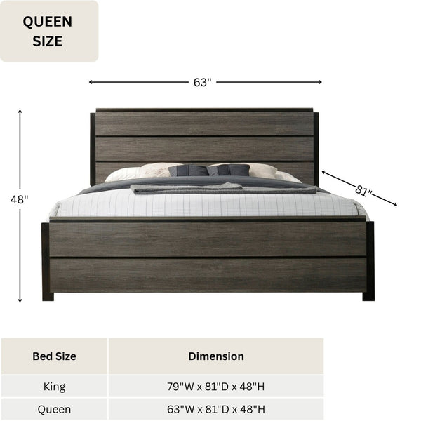English Elm Ioana Queen Panel Bedroom Set Wood Veneer Weathered Grey Four Piece Modern Suite T2574P202517