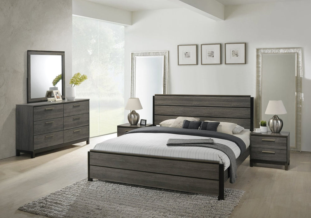 English Elm Ioana Queen Bedroom Set Weathered Wood Planked Headboard Modern Farmhouse 5 Piece T2574P202550