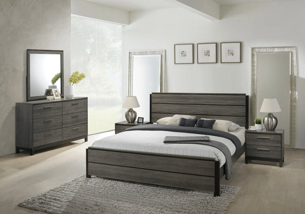 English Elm Ioana Queen Bedroom Set Weathered Wood Planked Headboard Modern Farmhouse 5 Piece T2574P202550